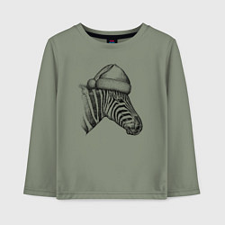 Детский лонгслив Профиль новогодней зебры