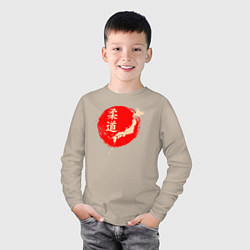 Лонгслив хлопковый детский Дзюдо Японии, цвет: миндальный — фото 2