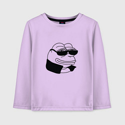 Лонгслив хлопковый детский Лягушонок пепе в очках мем, цвет: лаванда