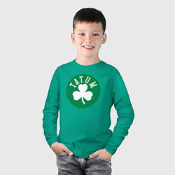 Лонгслив хлопковый детский Tatum, цвет: зеленый — фото 2