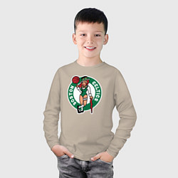 Лонгслив хлопковый детский Boston Celtics girl, цвет: миндальный — фото 2