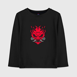Лонгслив хлопковый детский Логотип Samurai Cyberpunk 2077 - симметричный, цвет: черный