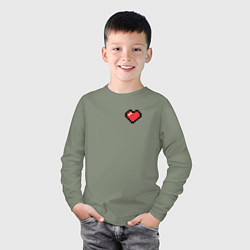 Лонгслив хлопковый детский Пиксельное сердечко, цвет: авокадо — фото 2
