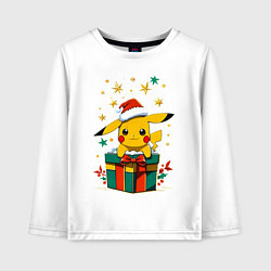 Лонгслив хлопковый детский Новогодний пика-пика, цвет: белый