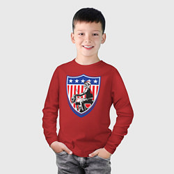 Лонгслив хлопковый детский Американский байкер, цвет: красный — фото 2