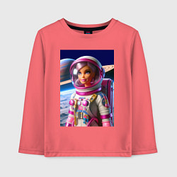 Лонгслив хлопковый детский Барби - крутой космонавт, цвет: коралловый