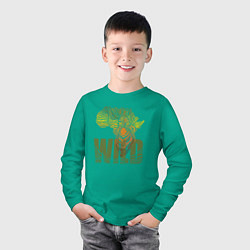 Лонгслив хлопковый детский Дикая зебра, цвет: зеленый — фото 2