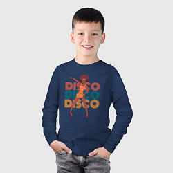 Лонгслив хлопковый детский Disco girl, цвет: тёмно-синий — фото 2