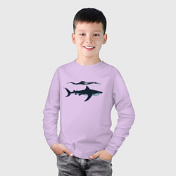 Лонгслив хлопковый детский Акула в профиль, цвет: лаванда — фото 2