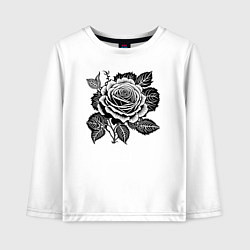Лонгслив хлопковый детский Чёрно белая роза, цвет: белый