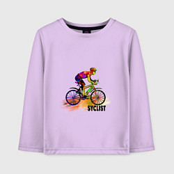 Лонгслив хлопковый детский Велосипедист спортсмен, цвет: лаванда