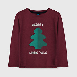 Лонгслив хлопковый детский Merry Christmas - Papercut ёлка, цвет: меланж-бордовый