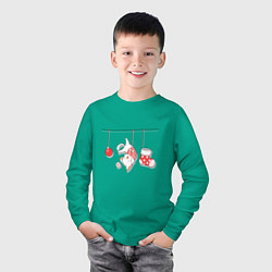 Лонгслив хлопковый детский Котик-подарок, цвет: зеленый — фото 2
