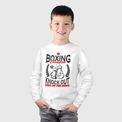 Лонгслив хлопковый детский Чемпион по боксу, цвет: белый — фото 2