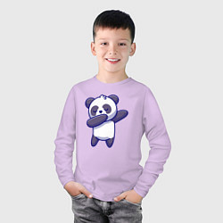 Лонгслив хлопковый детский Dabbing panda, цвет: лаванда — фото 2