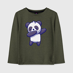 Лонгслив хлопковый детский Dabbing panda, цвет: меланж-хаки