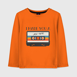 Лонгслив хлопковый детский Музыка девяностых из кассет, цвет: оранжевый
