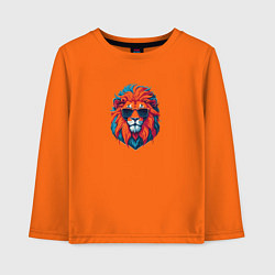 Лонгслив хлопковый детский Голова льва в солнечных очках, цвет: оранжевый