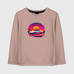 Лонгслив хлопковый детский Синтвейв закат, цвет: пыльно-розовый