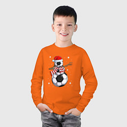 Лонгслив хлопковый детский Soccer snowman, цвет: оранжевый — фото 2
