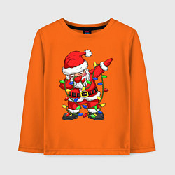 Лонгслив хлопковый детский Санта Клаус и гирлянда, цвет: оранжевый