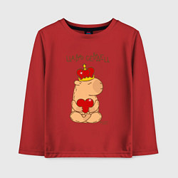 Лонгслив хлопковый детский Капибара в короне царь сердец, цвет: красный