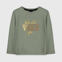 Лонгслив хлопковый детский Я люблю рок, цвет: авокадо