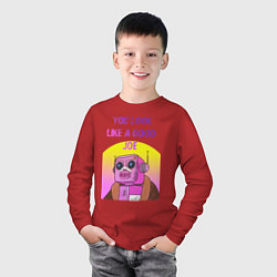 Лонгслив хлопковый детский Винтажный робот Кей, цвет: красный — фото 2