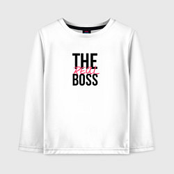Лонгслив хлопковый детский The real boss, цвет: белый