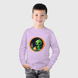 Лонгслив хлопковый детский Зелёненький человечек, цвет: лаванда — фото 2