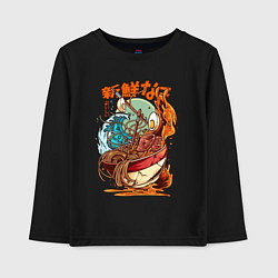 Лонгслив хлопковый детский Рамен японский суп, цвет: черный