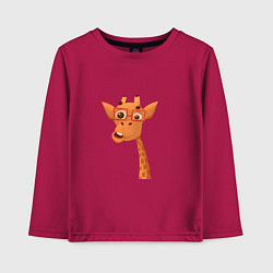 Лонгслив хлопковый детский Мультяшный жираф, цвет: маджента
