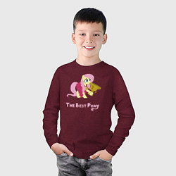Лонгслив хлопковый детский Флаттершай лучшая пони, цвет: меланж-бордовый — фото 2