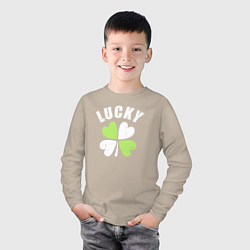 Лонгслив хлопковый детский Lucky day, цвет: миндальный — фото 2