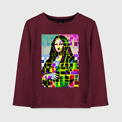 Лонгслив хлопковый детский Mona Lisa - mosaic pop art, цвет: меланж-бордовый