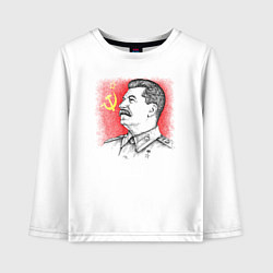 Лонгслив хлопковый детский Профиль Сталина СССР, цвет: белый