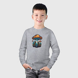 Лонгслив хлопковый детский Психоделические грибы, цвет: меланж — фото 2