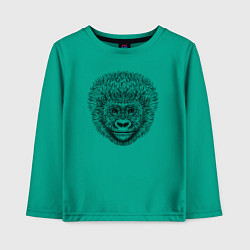 Лонгслив хлопковый детский Голова детеныша гориллы, цвет: зеленый