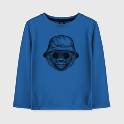 Лонгслив хлопковый детский Стильный детеныш гориллы, цвет: синий