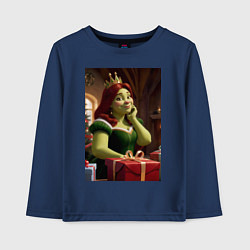 Лонгслив хлопковый детский Шрек: Фиона с подарками, цвет: тёмно-синий