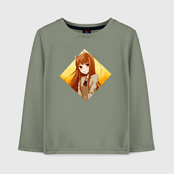 Лонгслив хлопковый детский Улыбка волчицы, цвет: авокадо