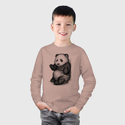 Лонгслив хлопковый детский Детеныш панды, цвет: пыльно-розовый — фото 2