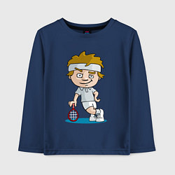Лонгслив хлопковый детский Теннисист, цвет: тёмно-синий