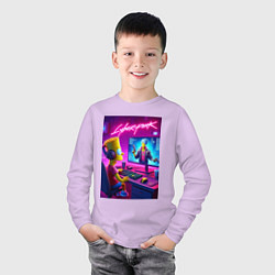 Лонгслив хлопковый детский Gamer Bart - cyberpunk, цвет: лаванда — фото 2