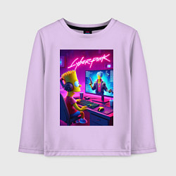 Лонгслив хлопковый детский Gamer Bart - cyberpunk, цвет: лаванда