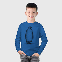 Лонгслив хлопковый детский Пингвин стоит, цвет: синий — фото 2