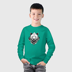 Лонгслив хлопковый детский Геометрический медведь, цвет: зеленый — фото 2