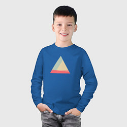 Лонгслив хлопковый детский Абстрактные цветные треугольники, цвет: синий — фото 2