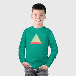 Лонгслив хлопковый детский Абстрактные цветные треугольники, цвет: зеленый — фото 2
