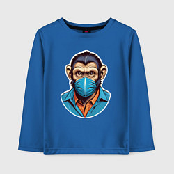 Лонгслив хлопковый детский Портрет обезьяны в маске, цвет: синий